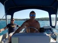 DSC01083 Justin and Joe on the pontoon boat
