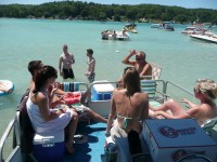 P1060338 Our pontoon boat at the sand bar