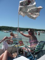 P1060353 Deb's umbrella struggles in the wind